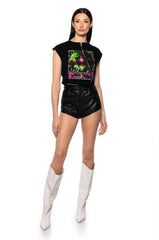 NIGHT AT THE DISCO ZIPPER DETAIL CUT OFF SWEATSHIRT