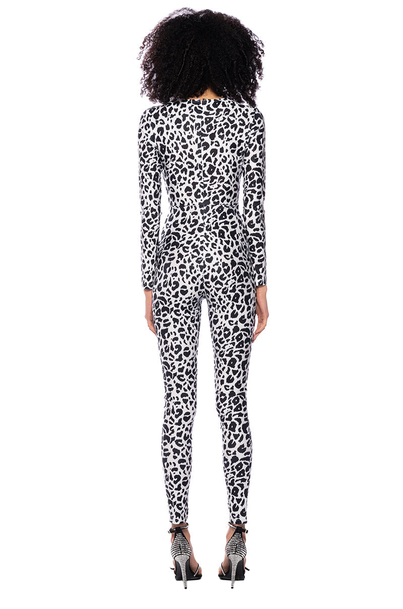 NYRA CHEETAH PRINTED LONG SLEEVE JUMPSUIT