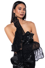 OWN THE NIGHT LACE RUFFLE GLOVE