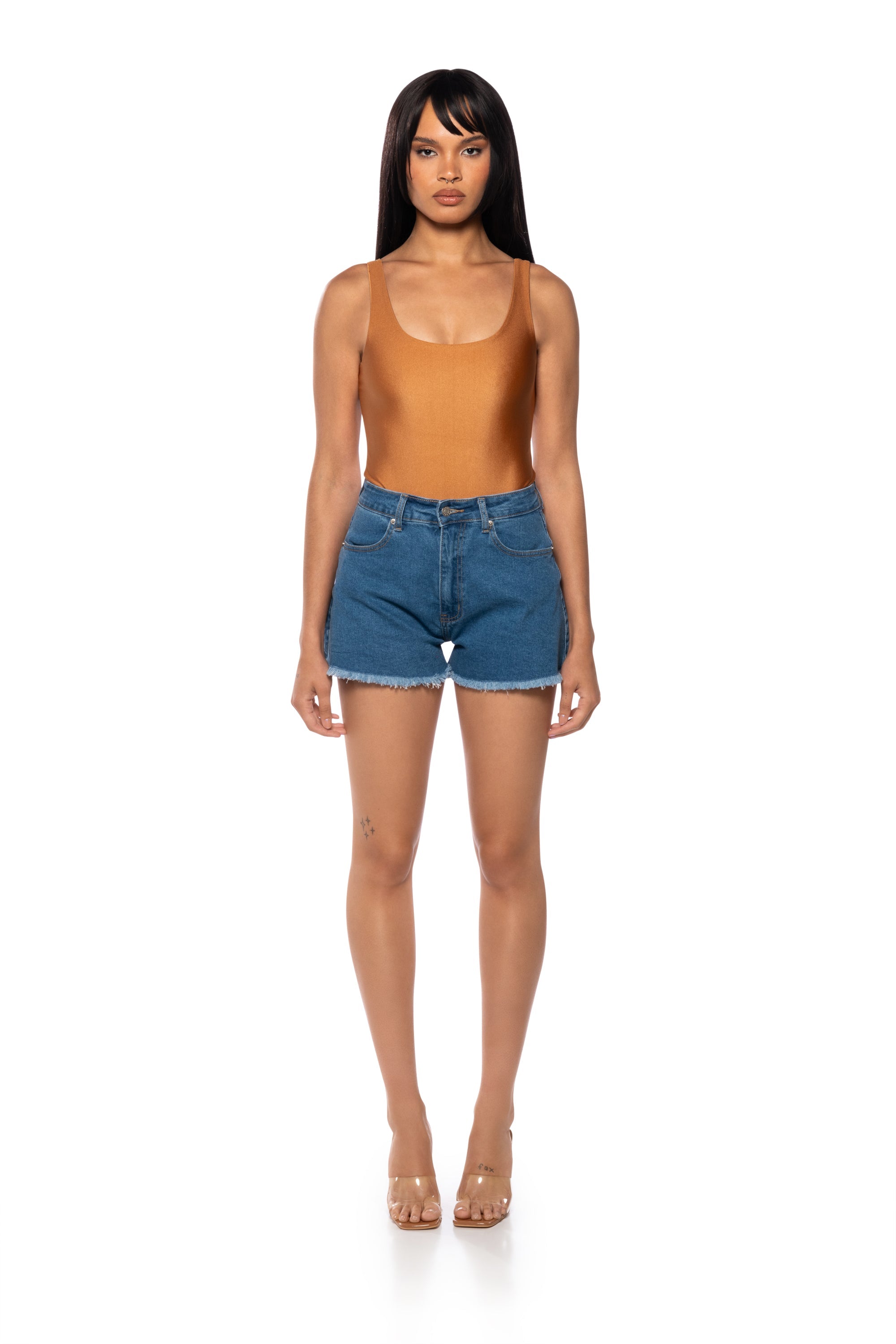 PAXTON SAMI SCOOP SLEEVELESS BODYSUIT IN RUST