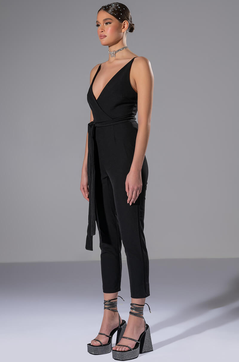 PERFECT FIT SLEEVELESS BELTED JUMPSUIT