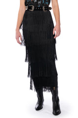 PUT ME FIRST FRINGE MAXI SKIRT