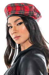 RED PLAID BERET