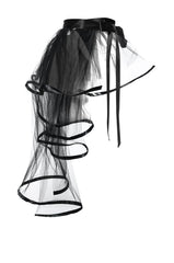 SECRET SELF TIE SHEER RUFFLE BELT IN BLACK