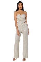 SHOW OFF SEASON EMBELLISHED TROUSER IN SILVER