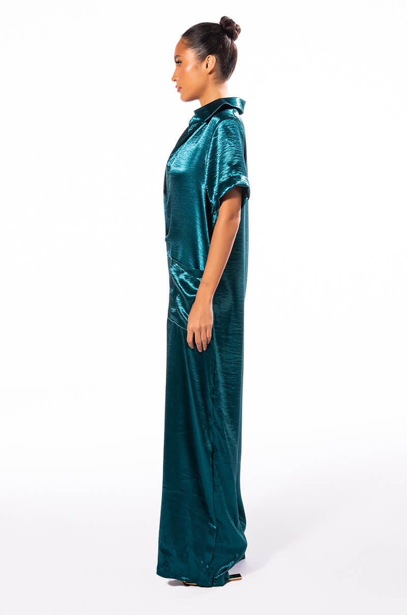 SILENT DREAMER SHORT SLEEVE SATIN JUMPSUIT