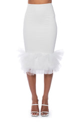 SITTING PRETTY TULLE DETAIL PENCIL SKIRT