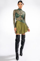 THINKING ABOUT FOREVER SATIN MINI SKATER SKIRT