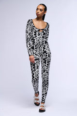 TURNING HEADS KNIT LONG SLEEVE JUMPSUIT IN BLACK