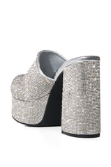 WILKINSON EMBELLISHED CHUNKY CLOG PUMP IN SILVER